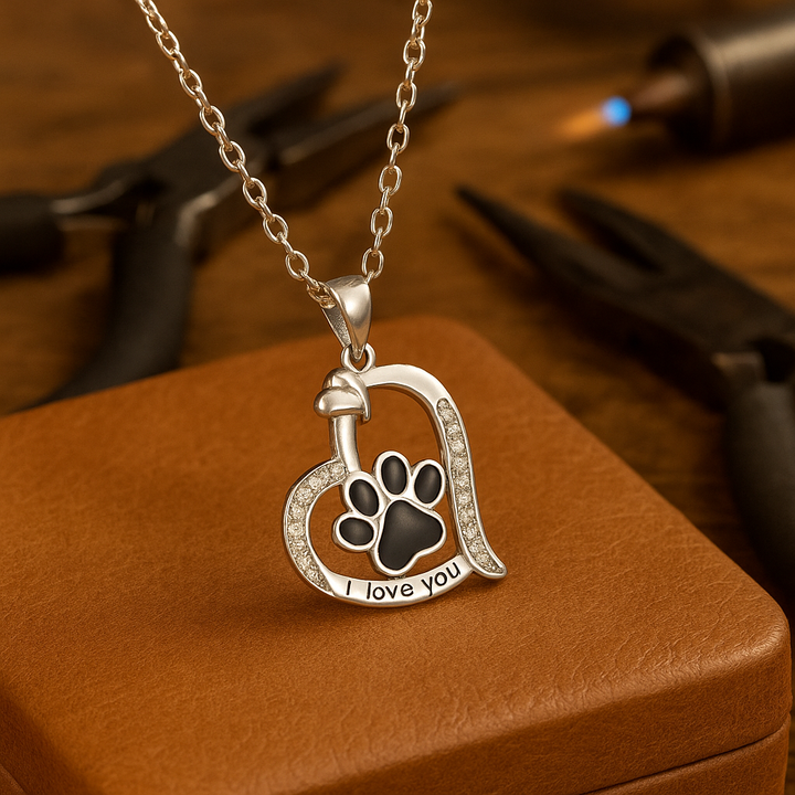 Collar Corazón y Huella - Recuerdo de Amigos Fieles