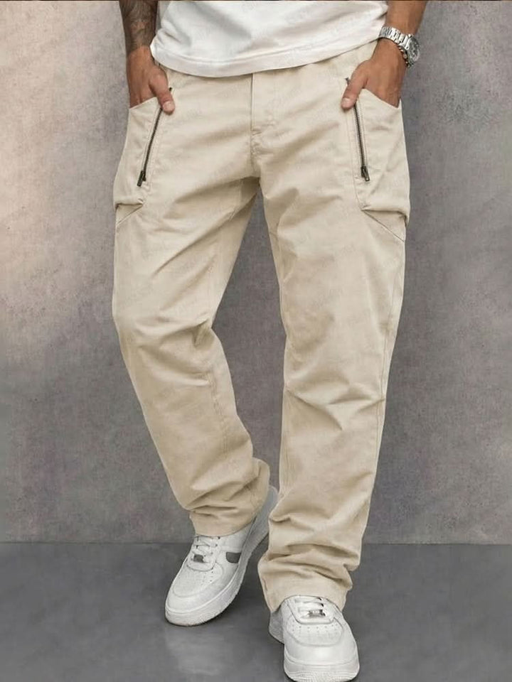 Iker | Pantalón Cargo de Algodón Hombre Bolsillos Cremallera