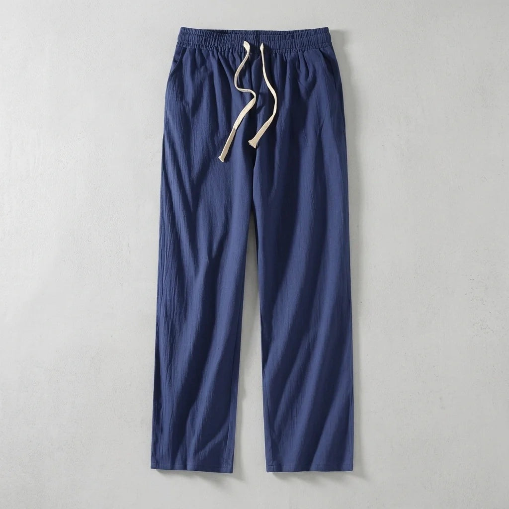 Koldo | Pantalón de Algodón Pierna Ancha Hombre Cintura Elástica Cordón
