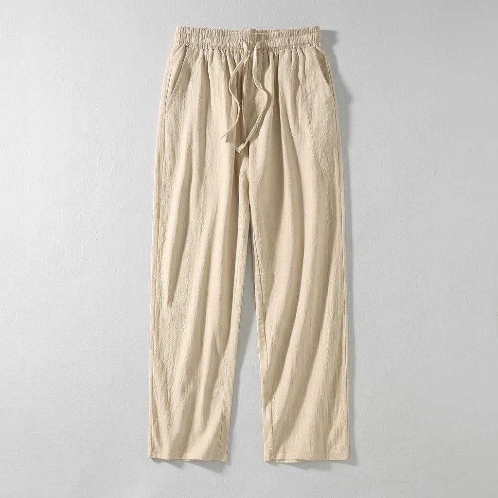 Koldo | Pantalón de Algodón Pierna Ancha Hombre Cintura Elástica Cordón