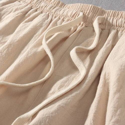 Koldo | Pantalón de Algodón Pierna Ancha Hombre Cintura Elástica Cordón