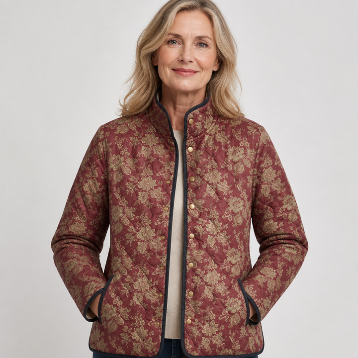 Terttu | Chaqueta acolchada floral en burdeos