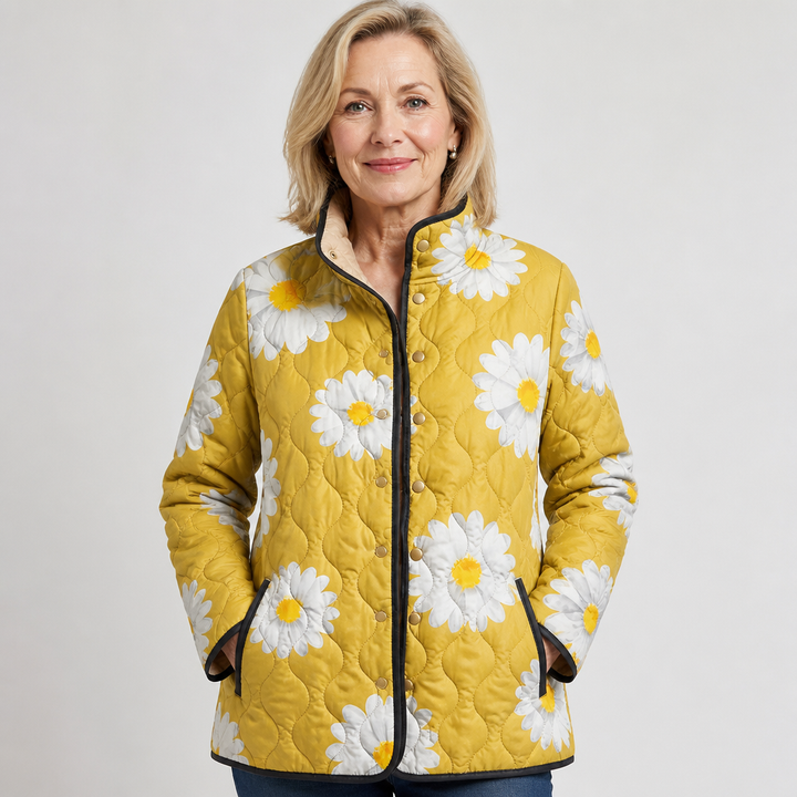 Auli | Chaqueta acolchada con diseño de margaritas amarillas