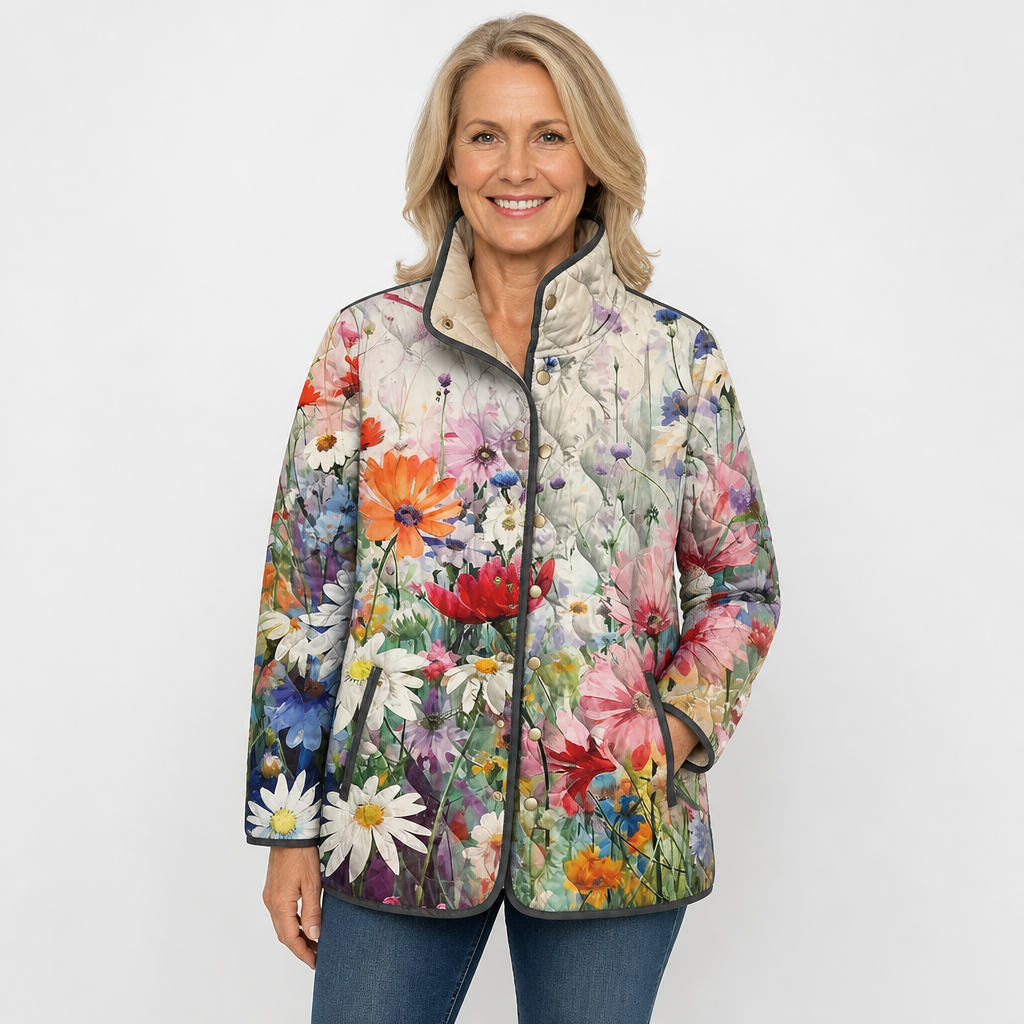 Outi | Chaqueta acolchada con delicado estampado de flores silvestres