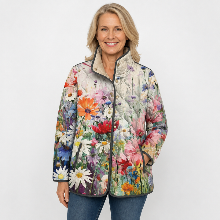 Outi | Chaqueta acolchada con delicado estampado de flores silvestres