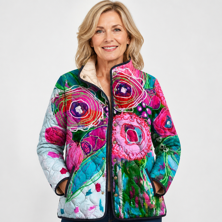 Tarja | Chaqueta Acolchada con Vibrantes Flores de Gran Tamaño