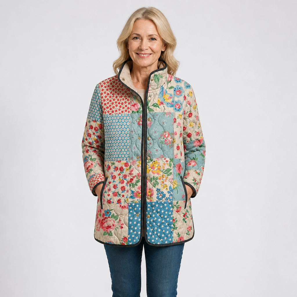Anja | Chaqueta acolchada multicolor de patchwork