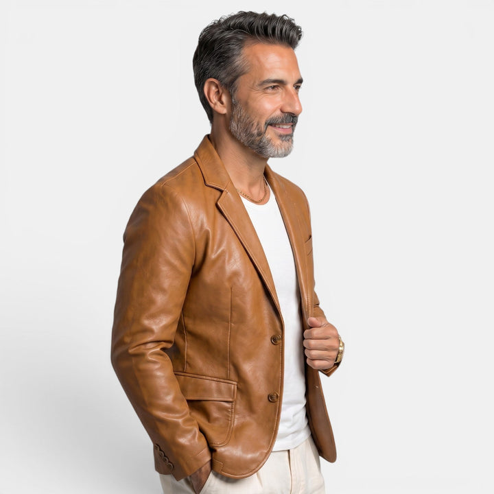 Chaqueta de Cuero Masculina para Primavera