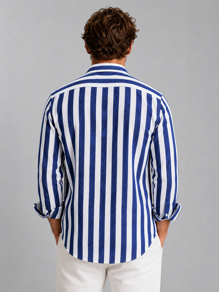 Martí | Camisa de Lino de Manga Larga Hombre Rayas