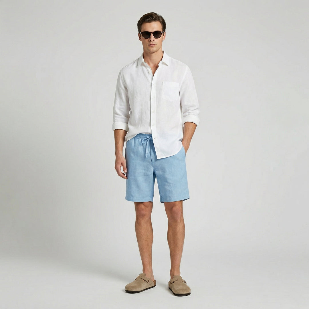 Mateo | Bermudas de Lino Hombre Cintura Elástica Cordón