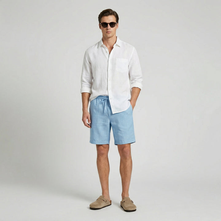 Mateo | Bermudas de Lino Hombre Cintura Elástica Cordón