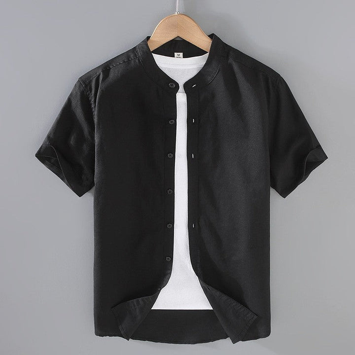 Miguel | Camisa de Lino de Manga Corta Hombre Cuello Mao