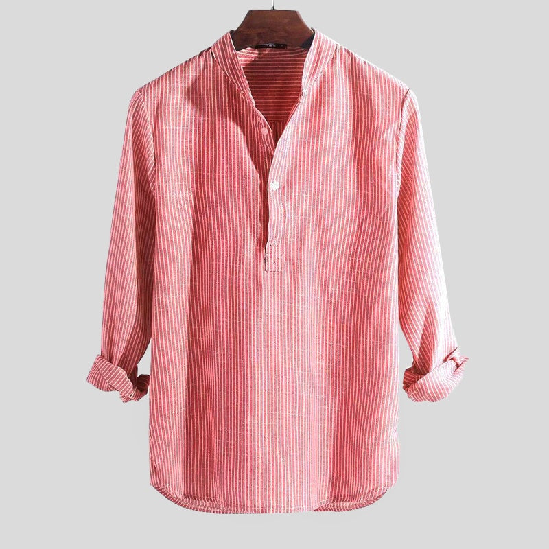 Nicolás | Camisa de Lino de Manga Larga Hombre Escote Henley