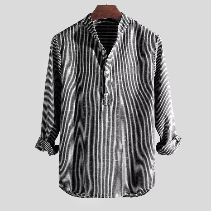 Nicolás | Camisa de Lino de Manga Larga Hombre Escote Henley