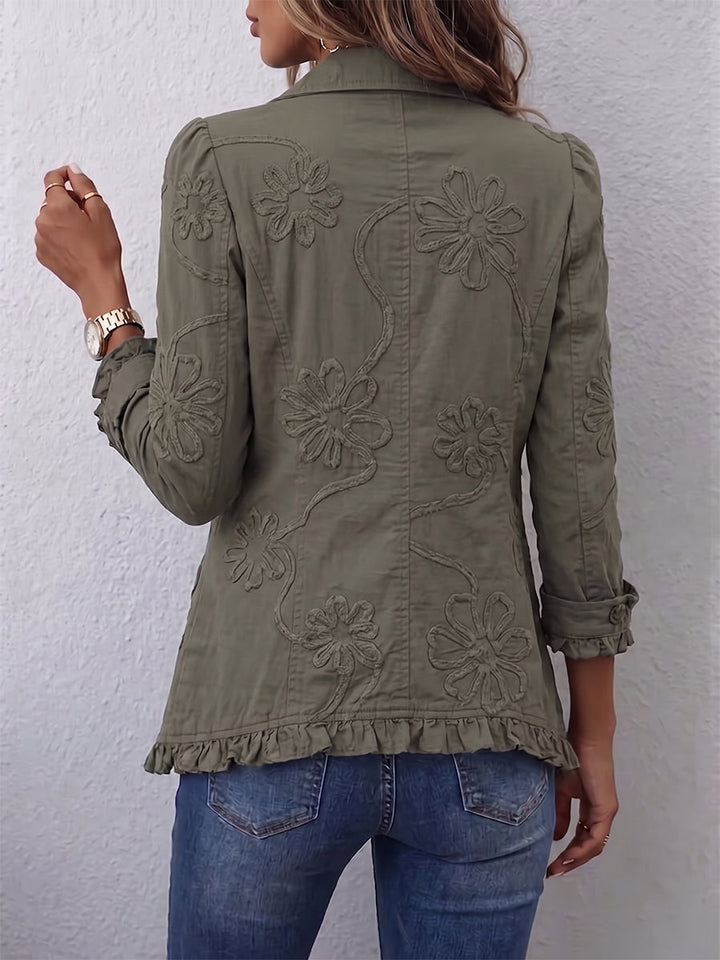 Pilar | Chaqueta Utilitaria Bohemia con Bordado Floral