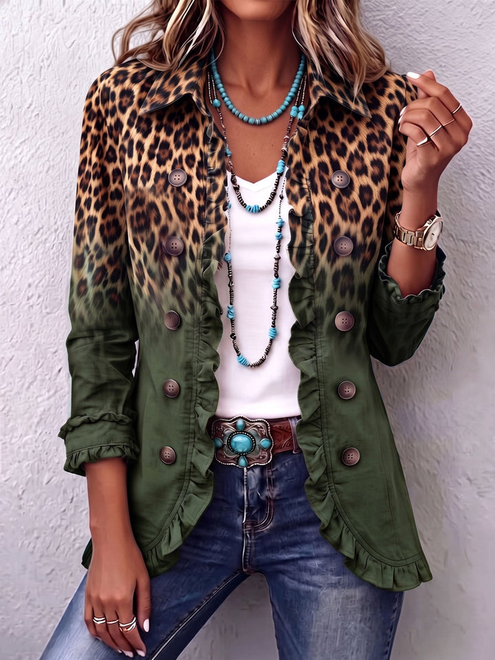 Teresa | Blazer de Leopardo con Degradado y Volantes