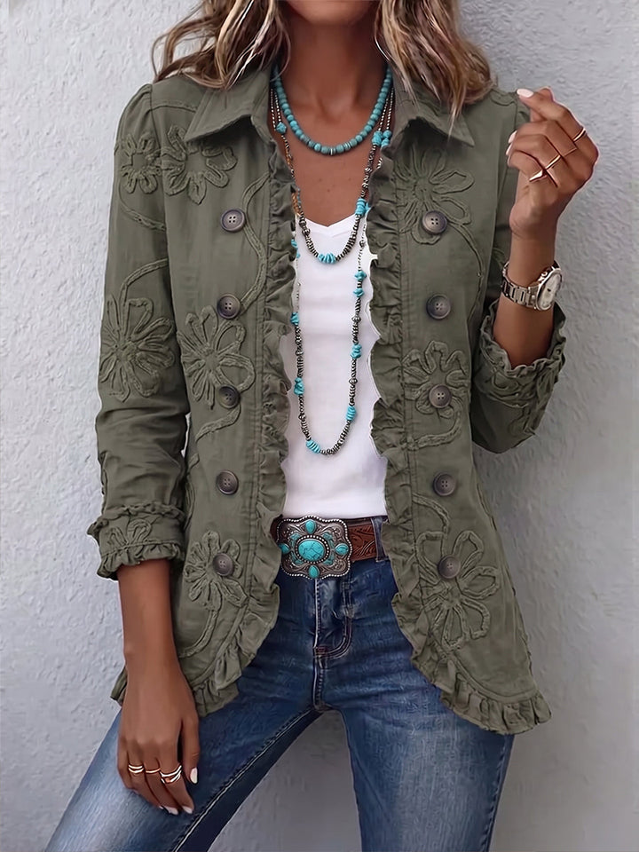 Pilar | Chaqueta Utilitaria Bohemia con Bordado Floral