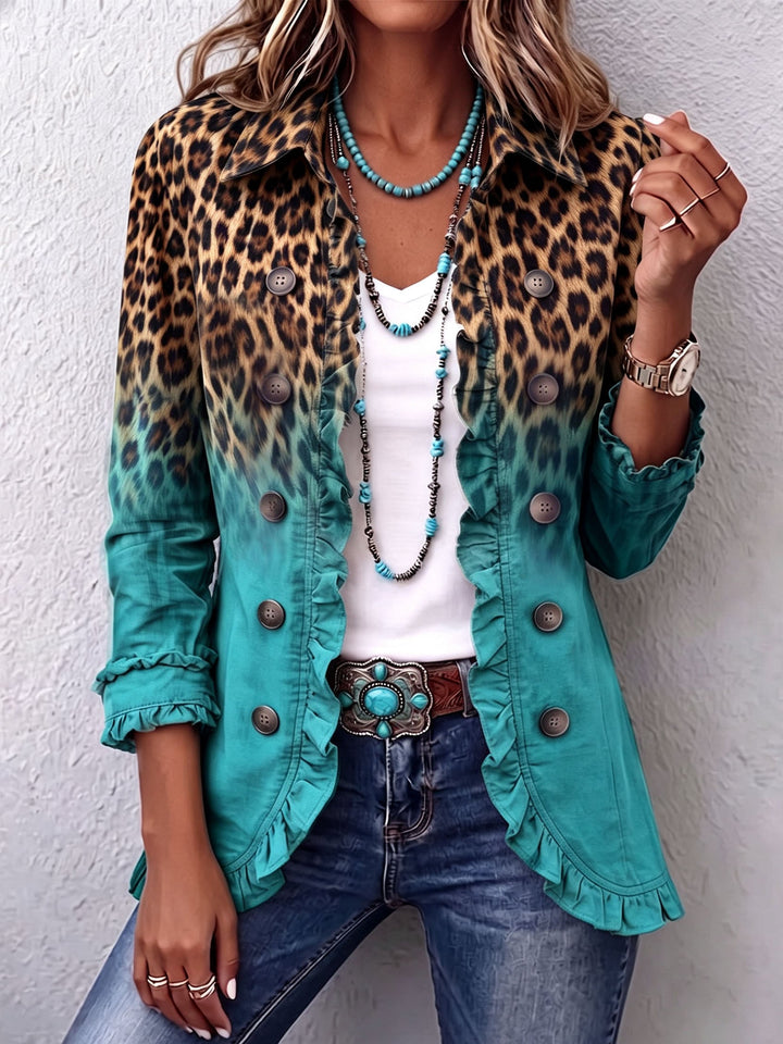 Teresa | Blazer de Leopardo con Degradado y Volantes
