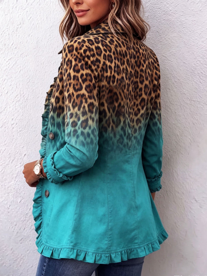 Teresa | Blazer de Leopardo con Degradado y Volantes