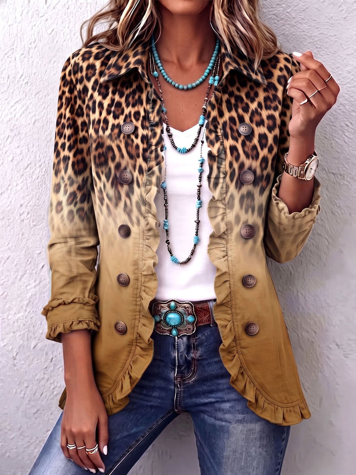 Teresa | Blazer de Leopardo con Degradado y Volantes