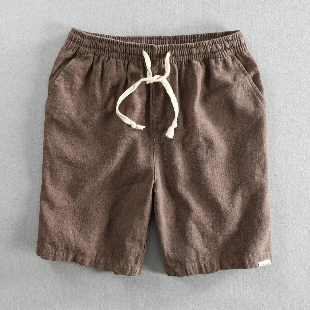 Oriol | Pantalón Corto de Lino Hombre Cintura Elástica Cordón