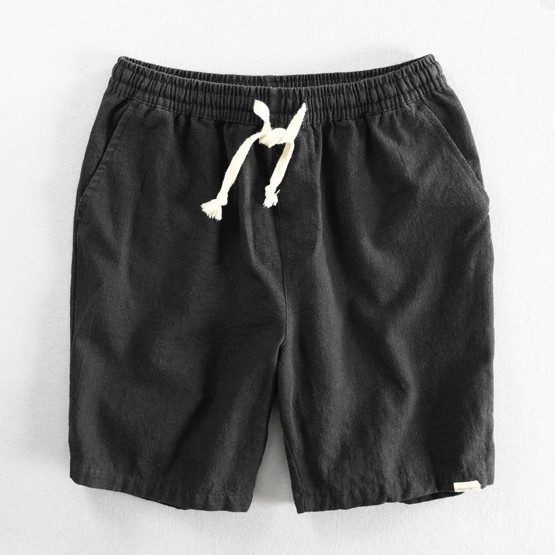 Oriol | Pantalón Corto de Lino Hombre Cintura Elástica Cordón