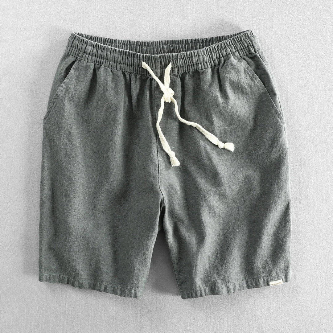 Oriol | Pantalón Corto de Lino Hombre Cintura Elástica Cordón