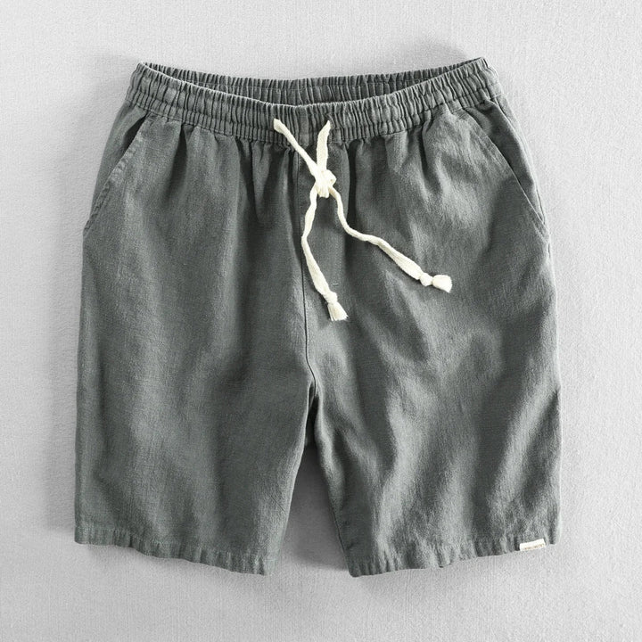 Oriol | Pantalón Corto de Lino Hombre Cintura Elástica Cordón