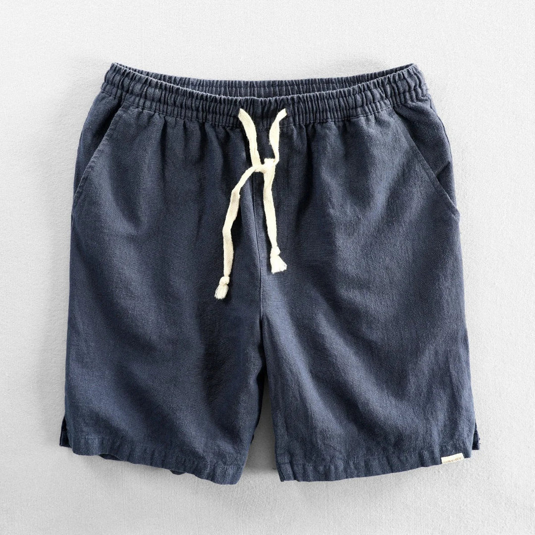 Oriol | Pantalón Corto de Lino Hombre Cintura Elástica Cordón