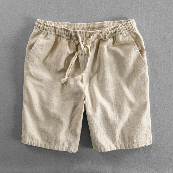 Oriol | Pantalón Corto de Lino Hombre Cintura Elástica Cordón