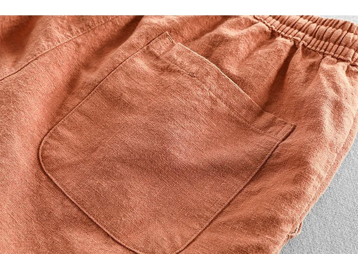 Oriol | Pantalón Corto de Lino Hombre Cintura Elástica Cordón