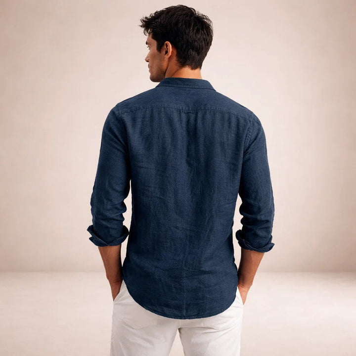 Pau | Camisa de Lino de Manga Larga Hombre Cuello Mao