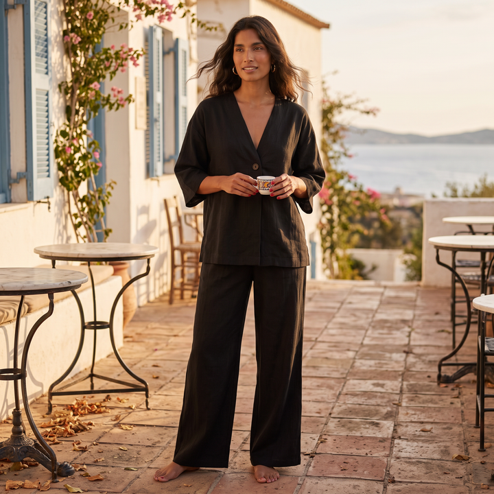 Conjunto Dos Piezas Mujer Pantalón Ancho