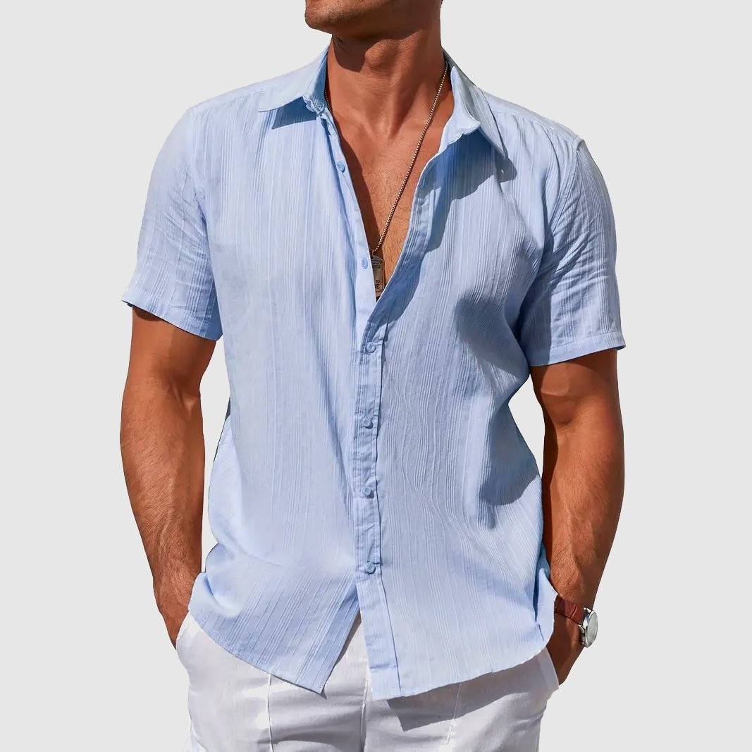 Rodrigo | Camisa de Lino de Manga Corta Hombre Texturizada