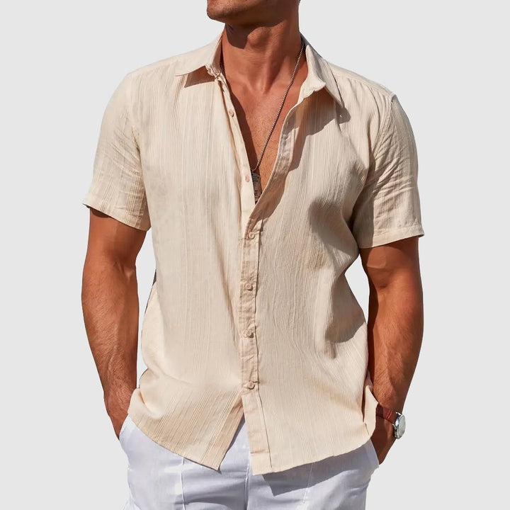 Rodrigo | Camisa de Lino de Manga Corta Hombre Texturizada