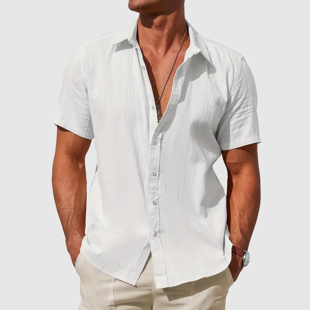 Rodrigo | Camisa de Lino de Manga Corta Hombre Texturizada