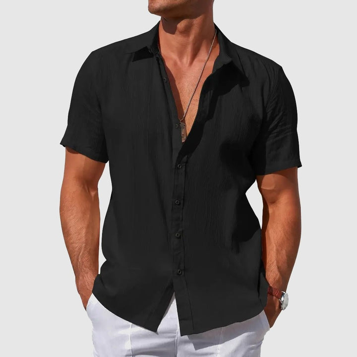 Rodrigo | Camisa de Lino de Manga Corta Hombre Texturizada