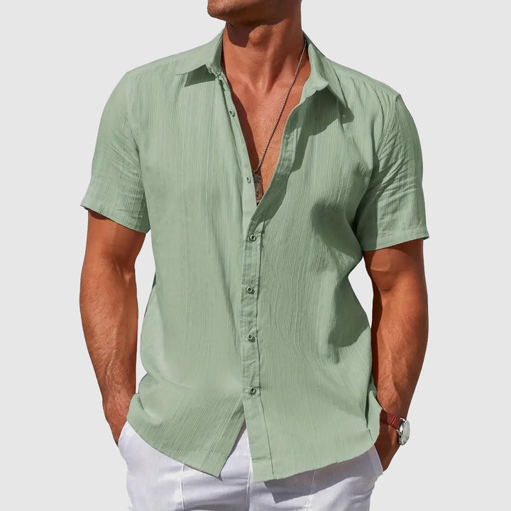 Rodrigo | Camisa de Lino de Manga Corta Hombre Texturizada