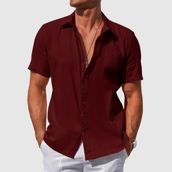 Rodrigo | Camisa de Lino de Manga Corta Hombre Texturizada