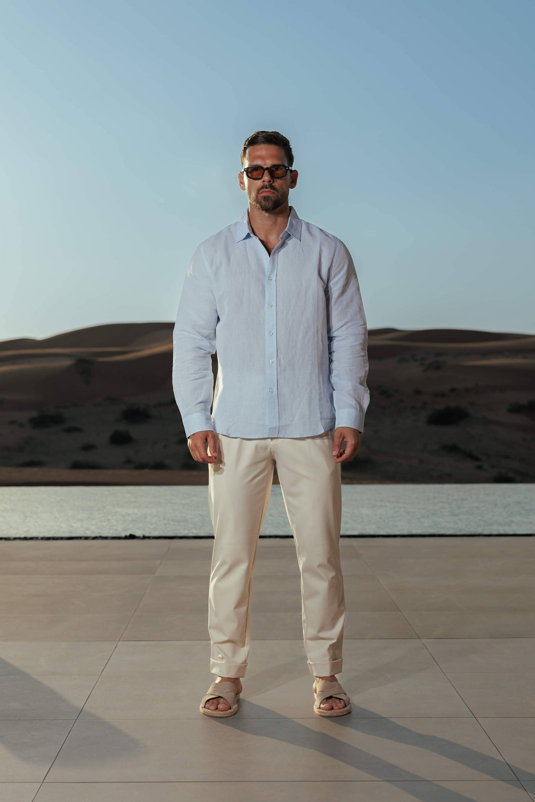 Sergio | Camisa de Lino de Manga Larga Hombre Cuello Clásico