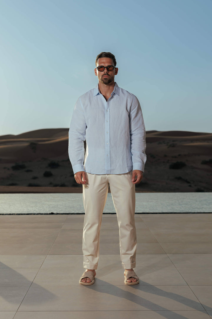 Sergio | Camisa de Lino de Manga Larga Hombre Cuello Clásico
