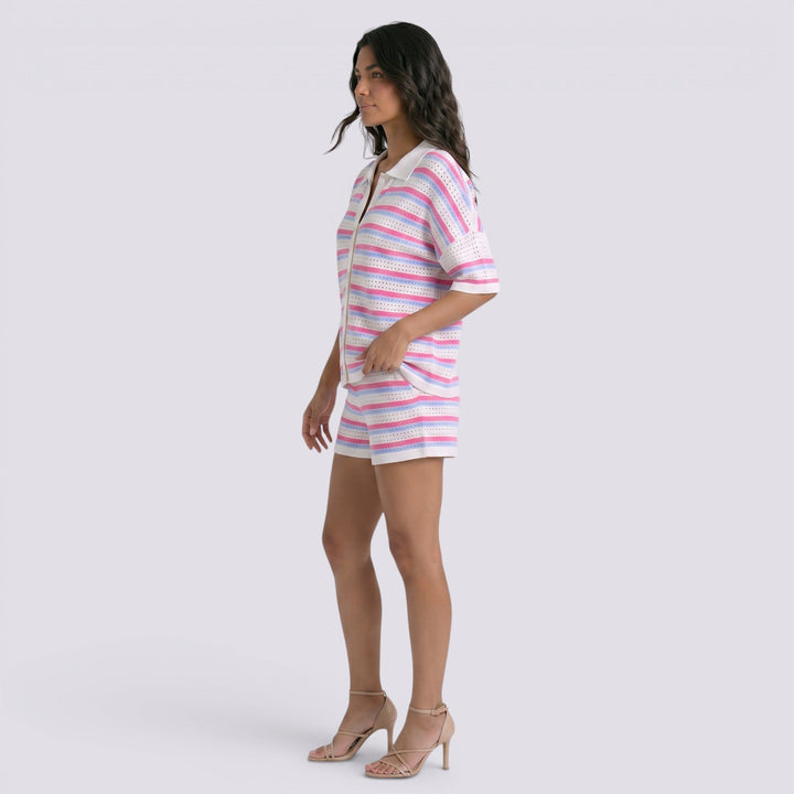 Conjunto Camisa Punto Rayas Mujer