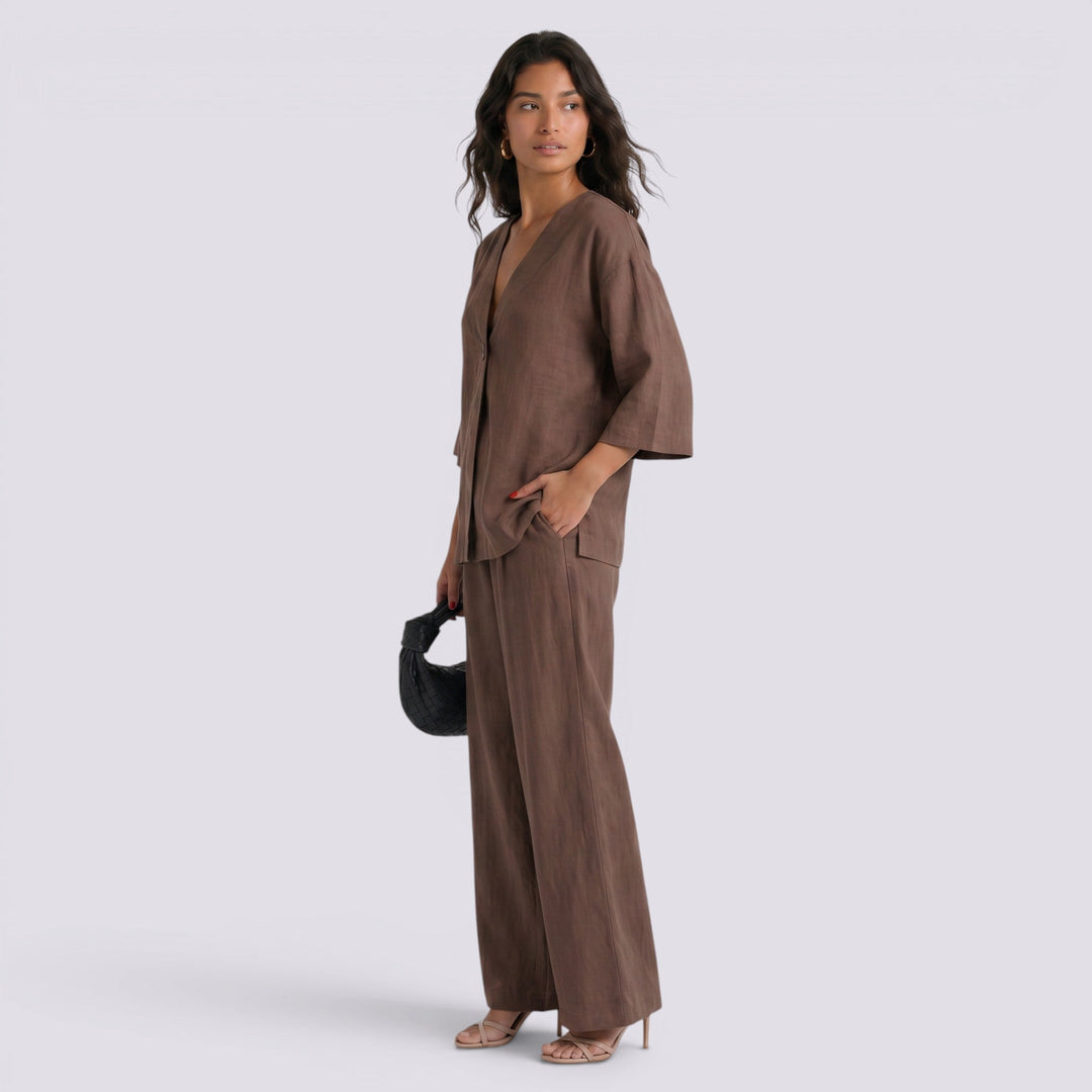Conjunto Dos Piezas Mujer Pantalón Ancho