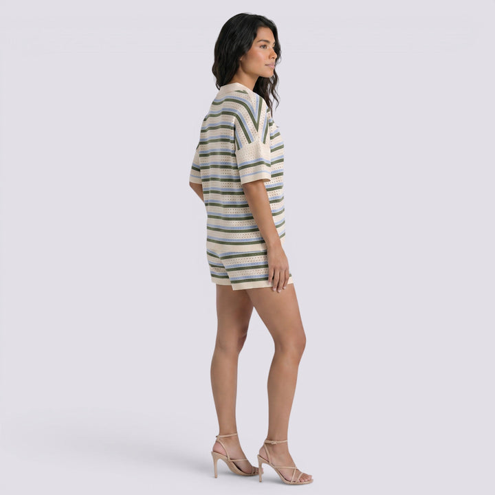 Conjunto Camisa Punto Rayas Mujer