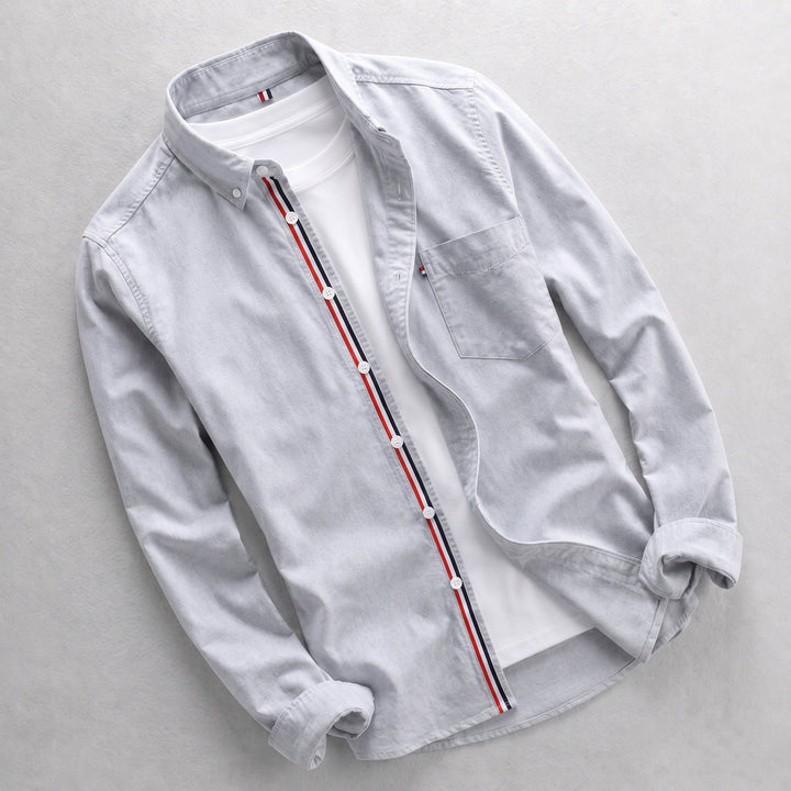 Tomás | Camisa de Manga Larga Hombre Oxford Botones Detalle Tricolor