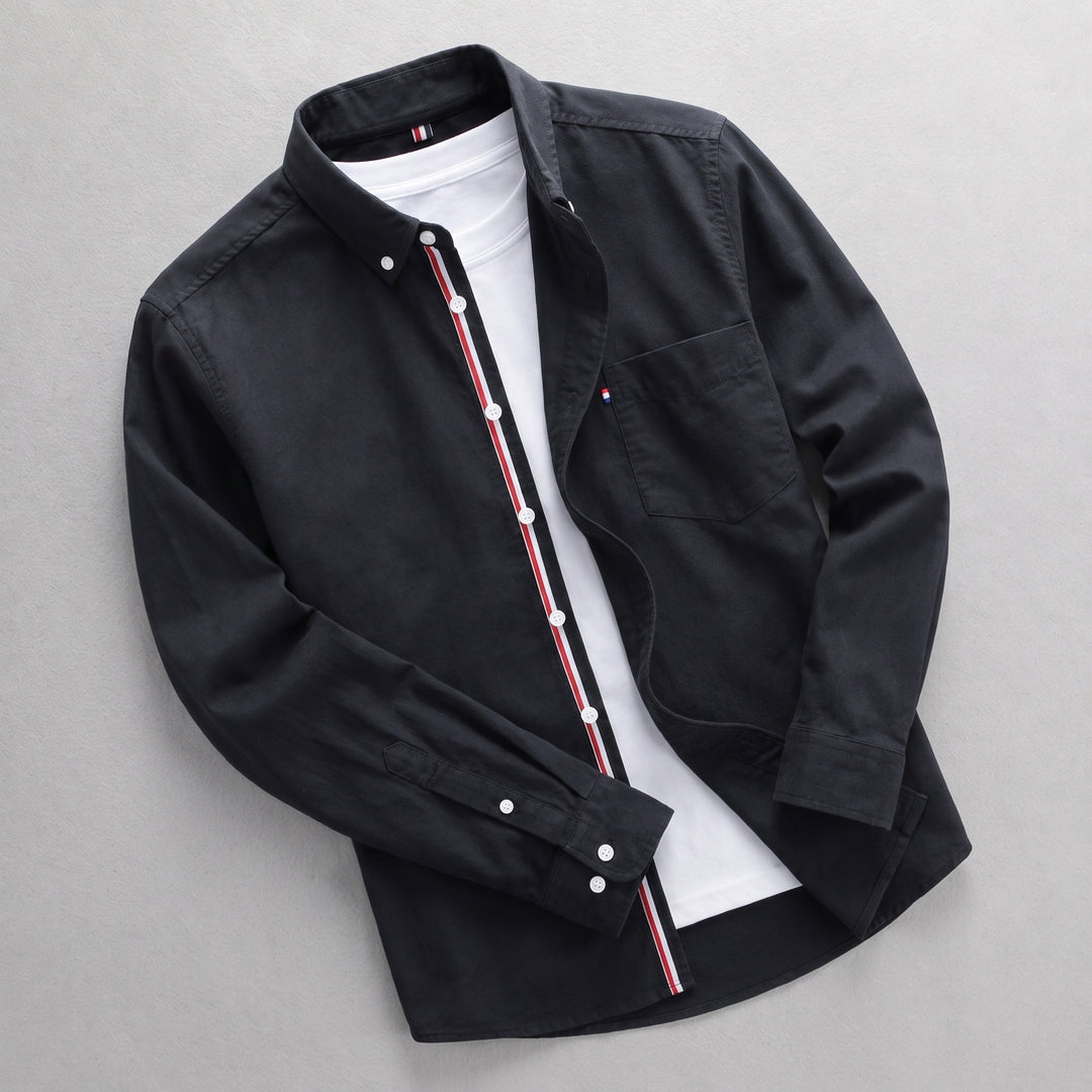 Tomás | Camisa de Manga Larga Hombre Oxford Botones Detalle Tricolor
