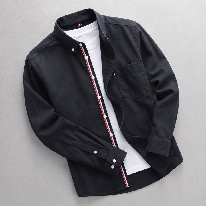 Tomás | Camisa de Manga Larga Hombre Oxford Botones Detalle Tricolor