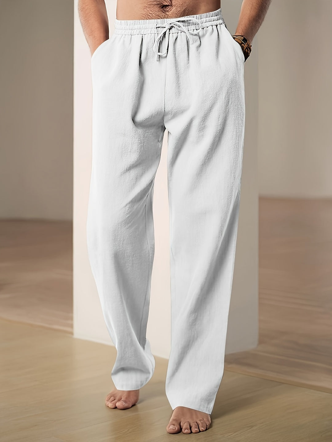 Tomás | Pantalón de Lino Hombre Cintura Elástica Corte Recto