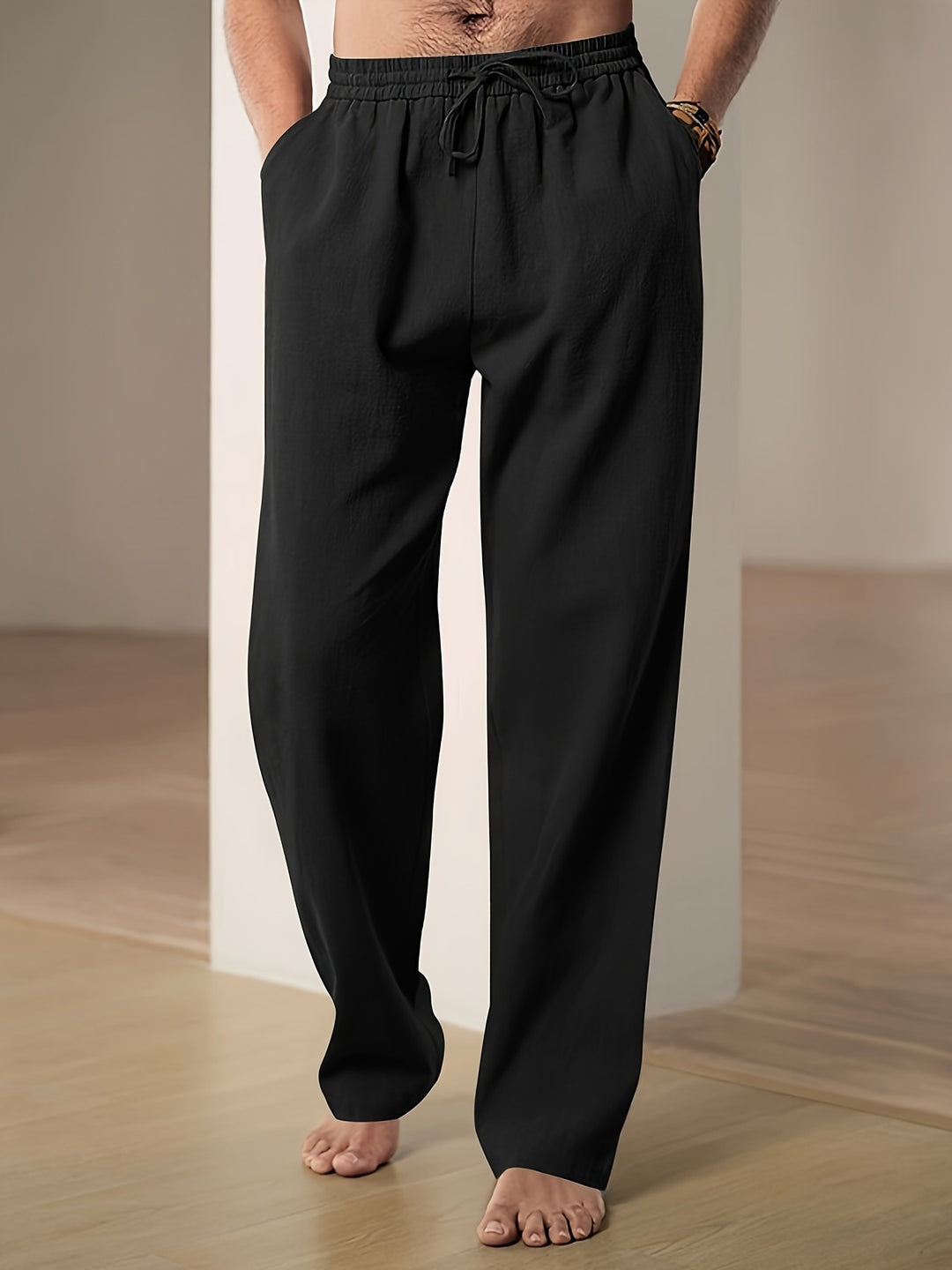 Tomás | Pantalón de Lino Hombre Cintura Elástica Corte Recto