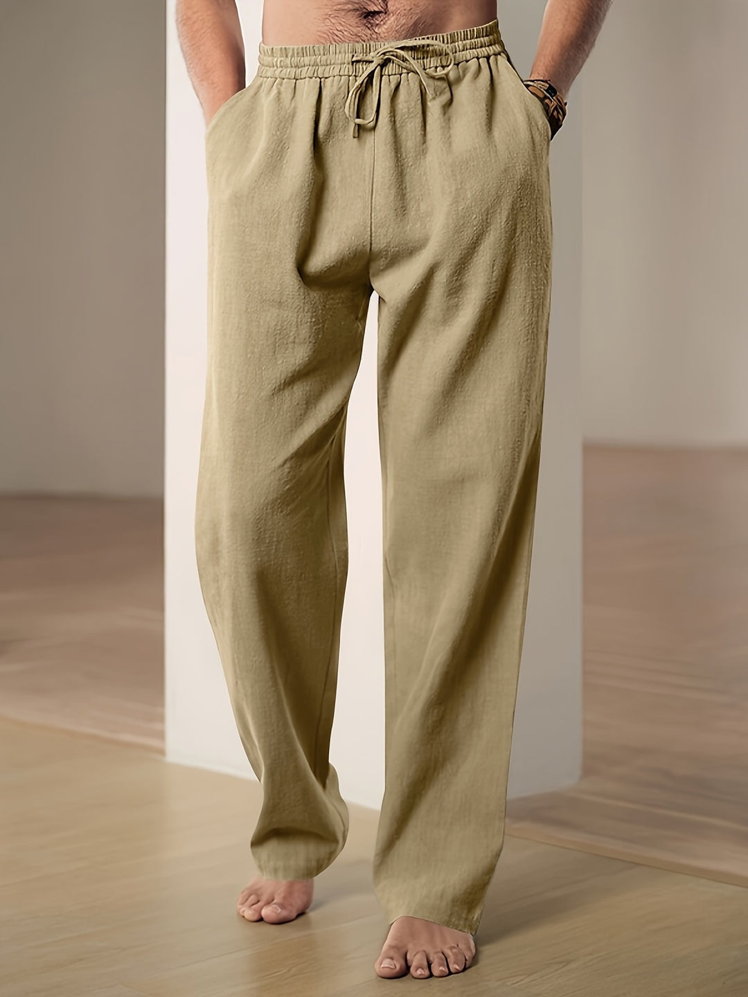 Tomás | Pantalón de Lino Hombre Cintura Elástica Corte Recto